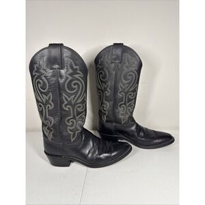 Justin Cowboy Boots Mens Size 8D Black‎ London Calf Leather Style 1409 $249NEW